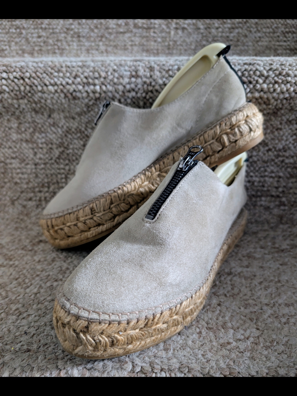 Eric Michael Beige Suede Espadrille Zip Slip-On